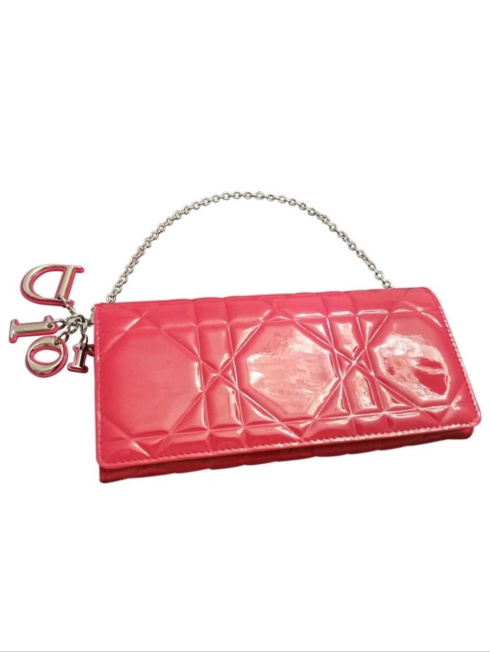 CHRISTIAN DIOR - LADY DIOR CANNAGE Patent Leather Wallet On Chain - Picture 8 of 8
